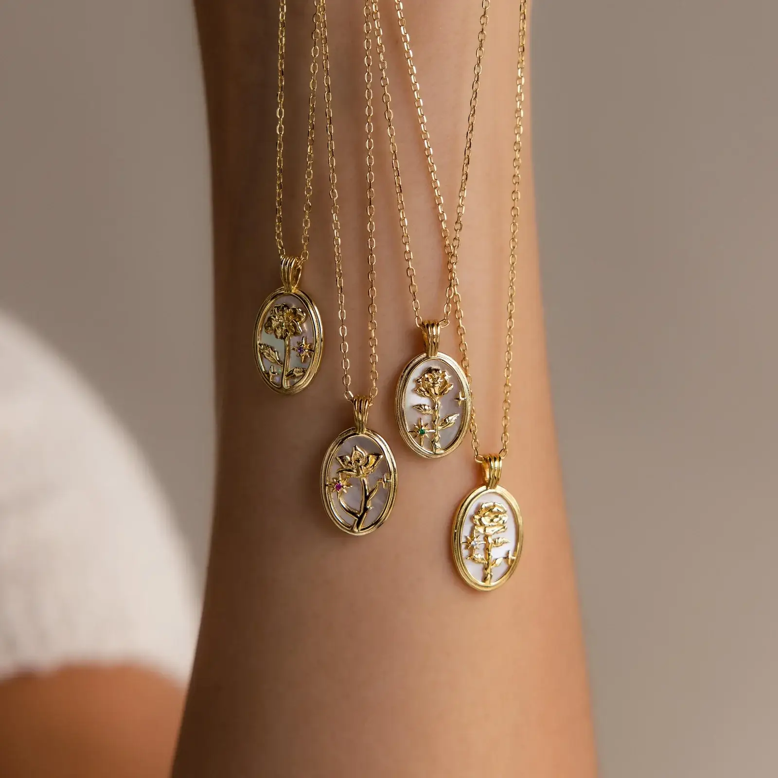 Pearl Flower Birthstone Necklace
