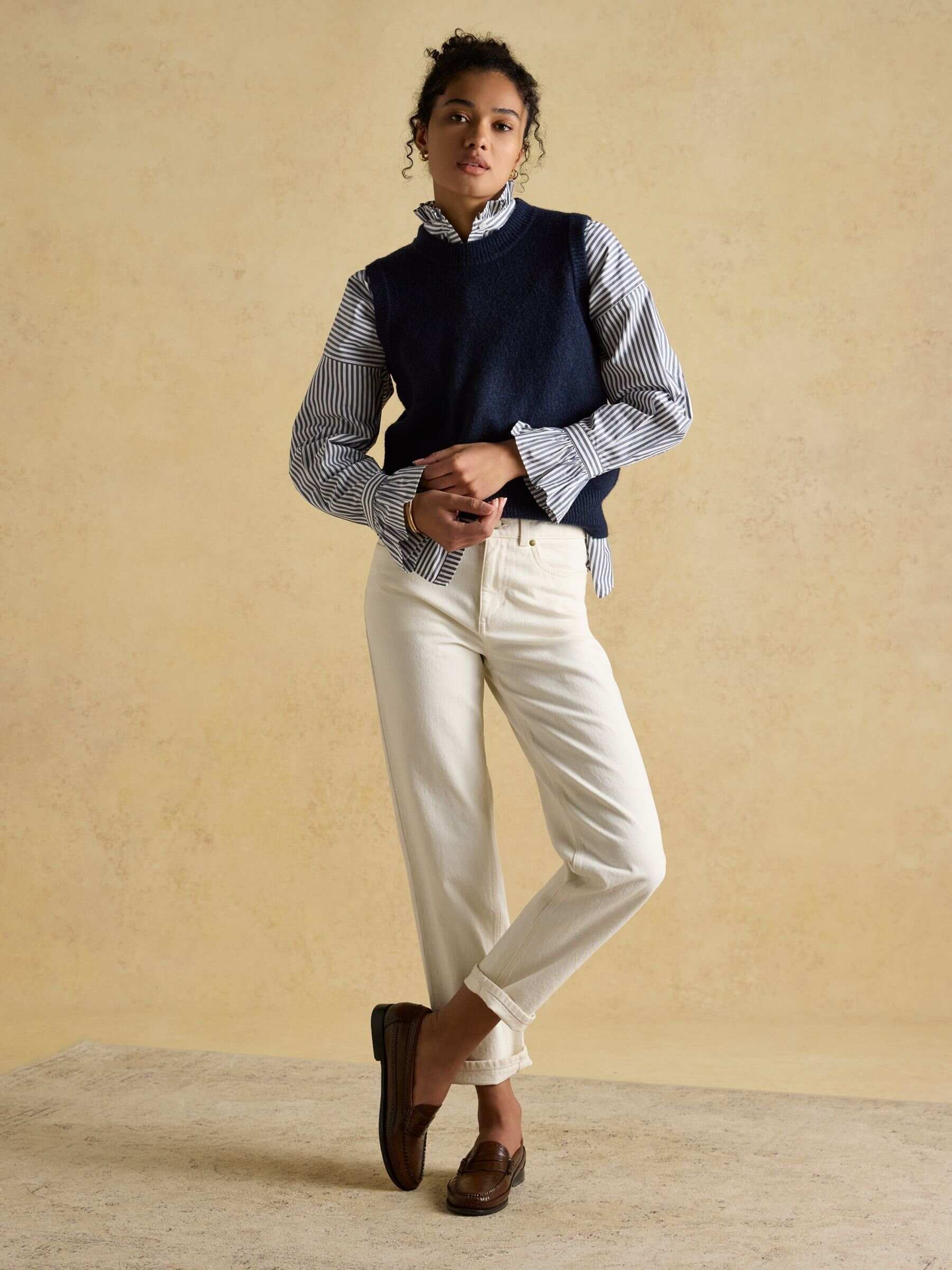 Holly Navy/White Knitted Vest
