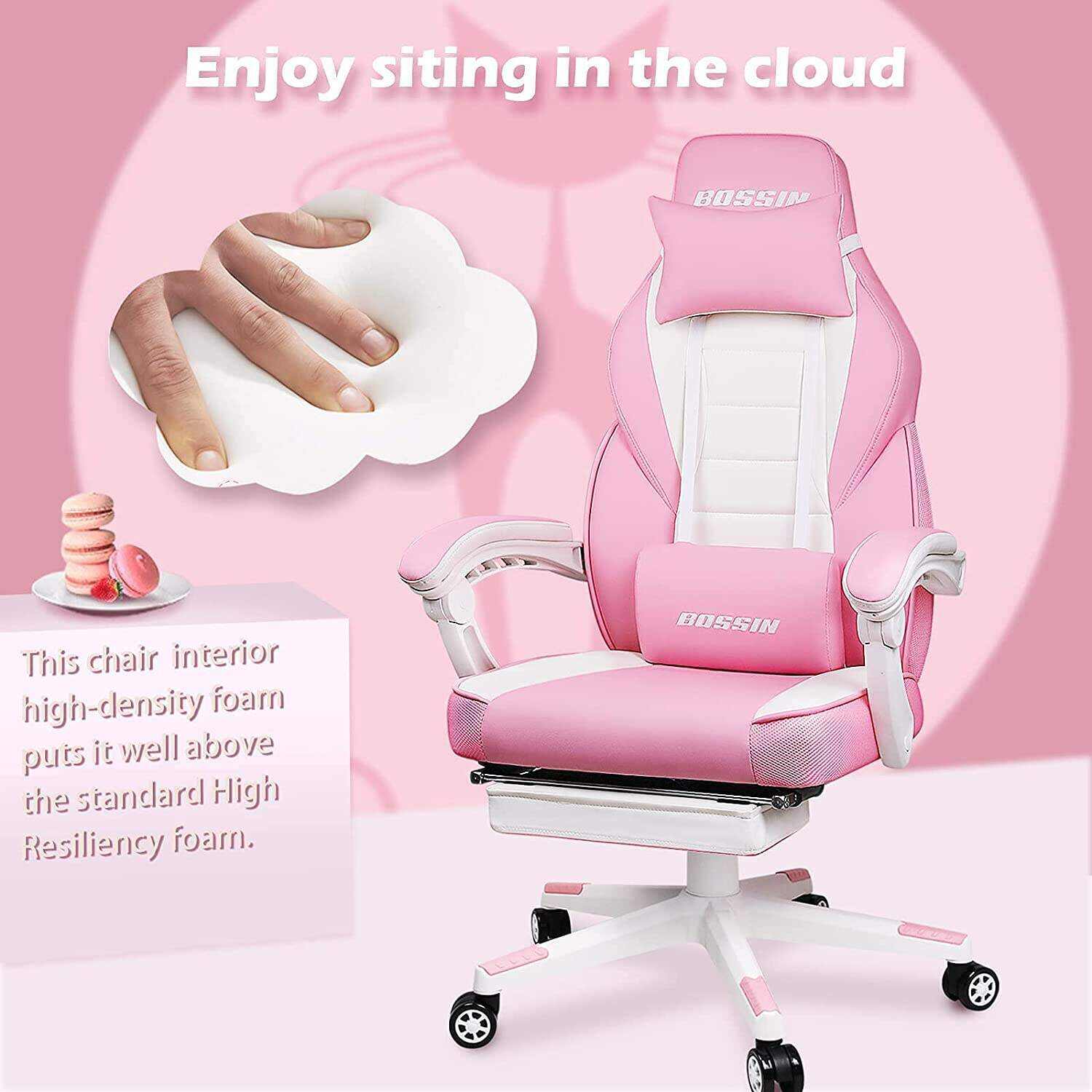 LEMBERI Video Game Chairs with footrest,Gamer Chair for Adults,Big and Tall Gaming Chair 400lb Capacity,Gaming Chairs for Teens,Racing Style Gaming Computer Chair with Headrest and Lumbar Support