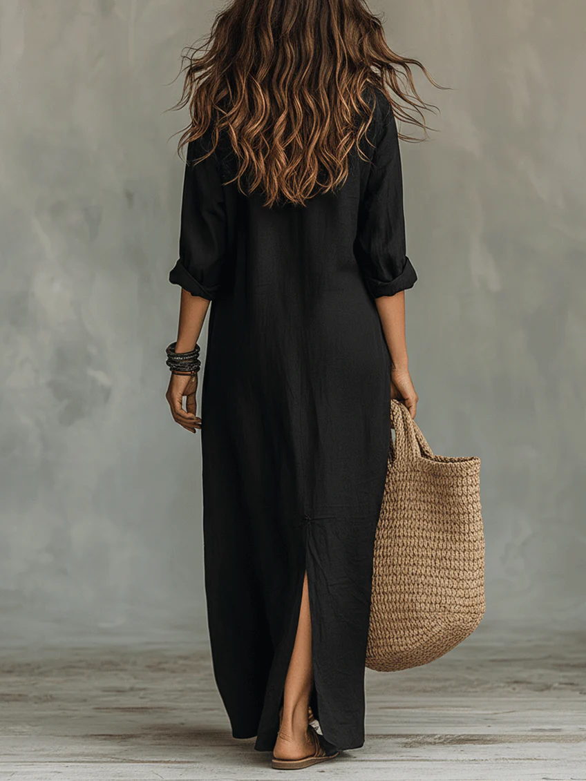 🔥Summer Arrivals🌟Casual Solid-color Linen-cotton Dress