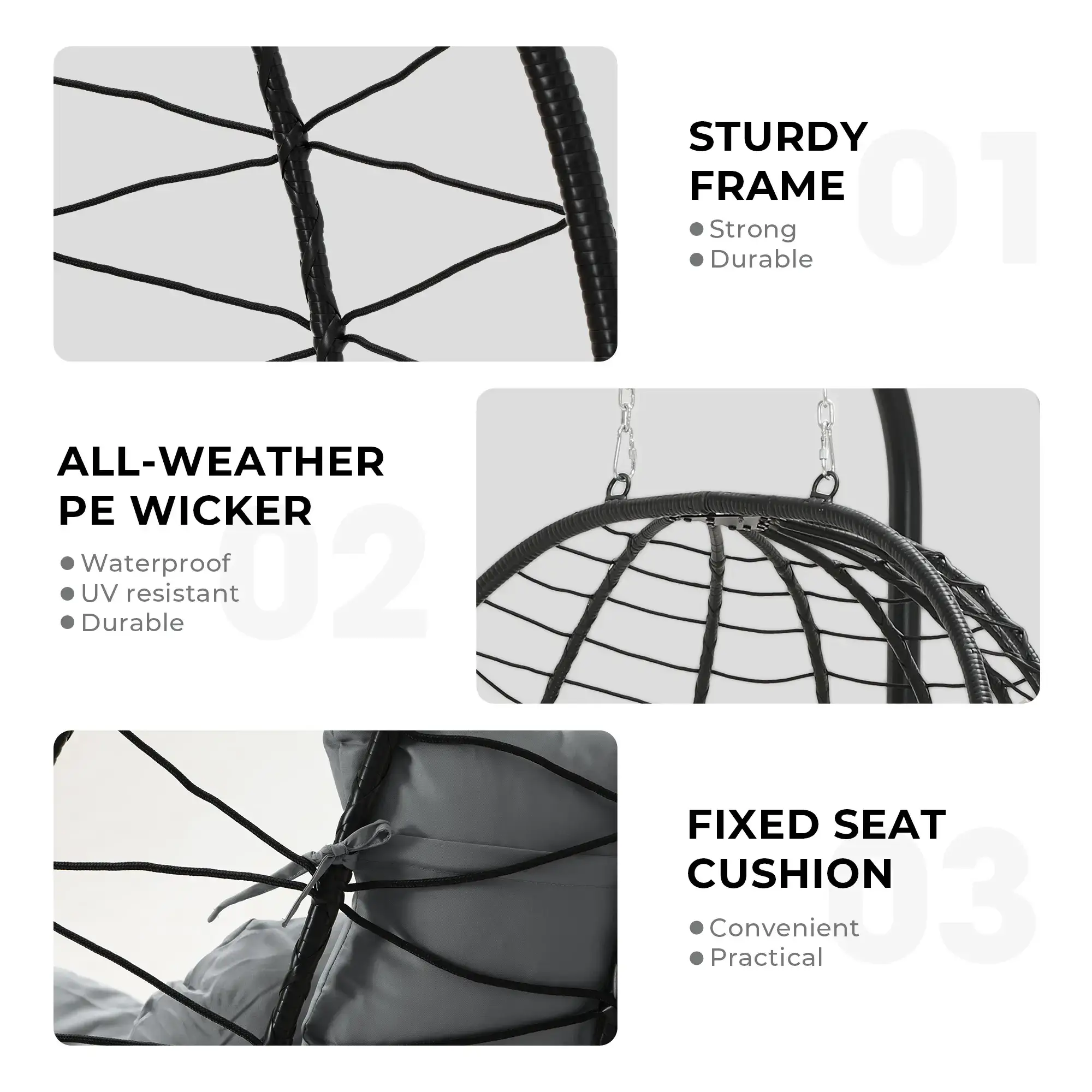 [dealsforyoudays] Double Egg Chair with Stand for Patio, Outdoor Indoor Hanging Swing Chair with Cushions, Wicker Rattan, 700lbs Capacity, Waterproof Sunproof for Balcony Garden Porch, ChristmasGift