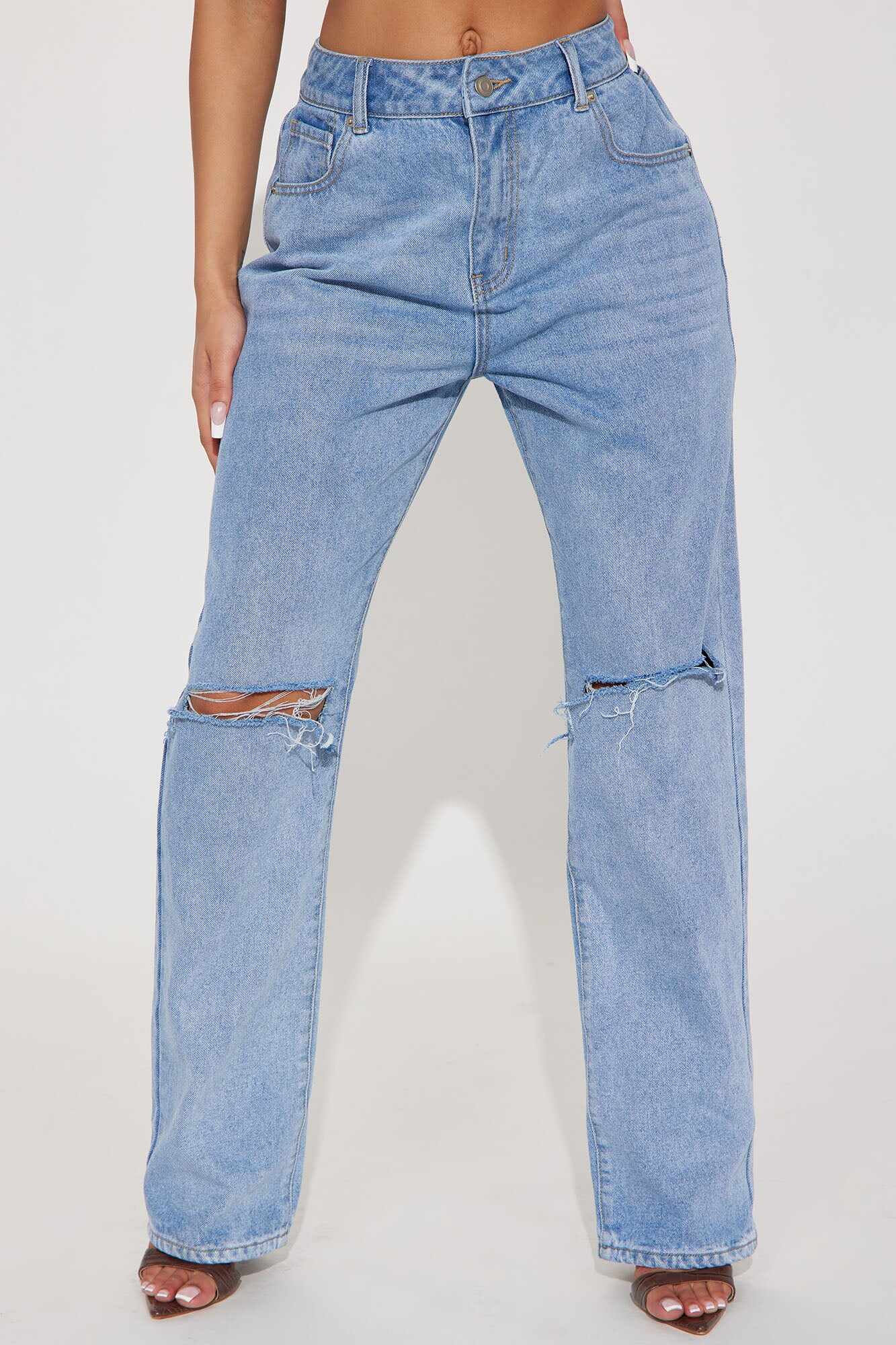 Tall Bend The Rules Slouch Fit Jeans - Light Blue Wash