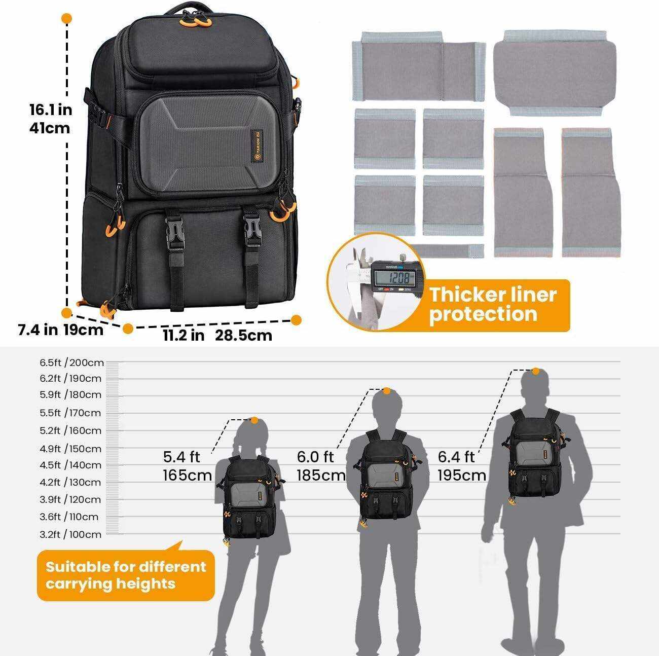 TARION Pro 2 Bags in 1 Camera Backpack Large with 15.6