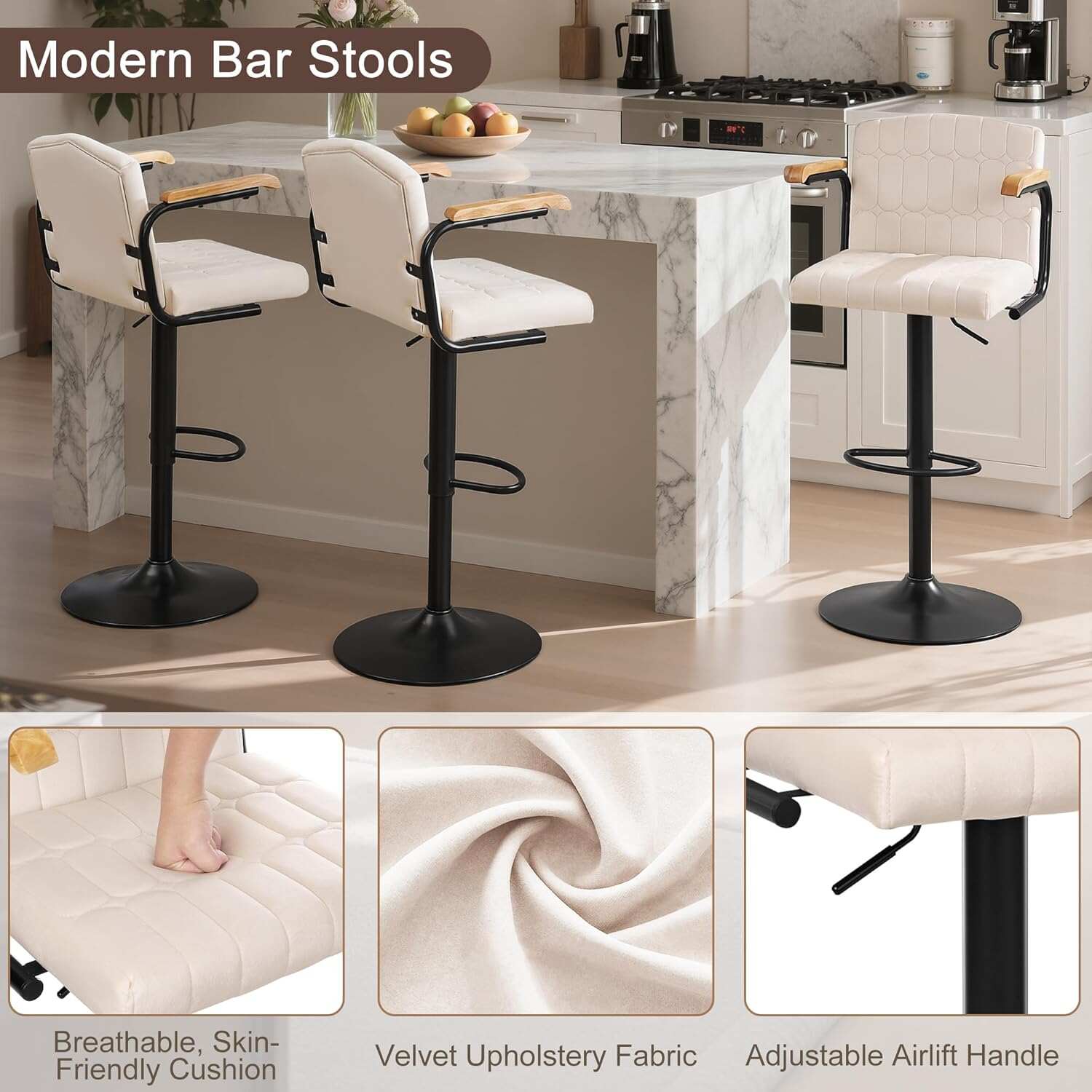 VECELO Bar Stools Set of 2