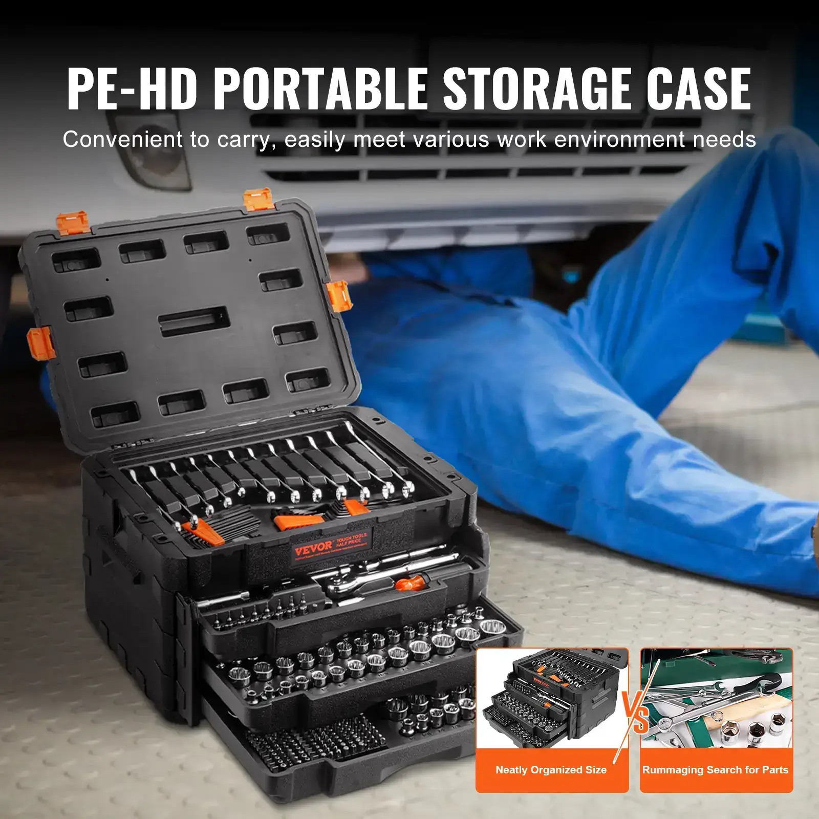 Heavy-Duty Tool Kits, 450-Pcs Automotive Tools Set with 1/4