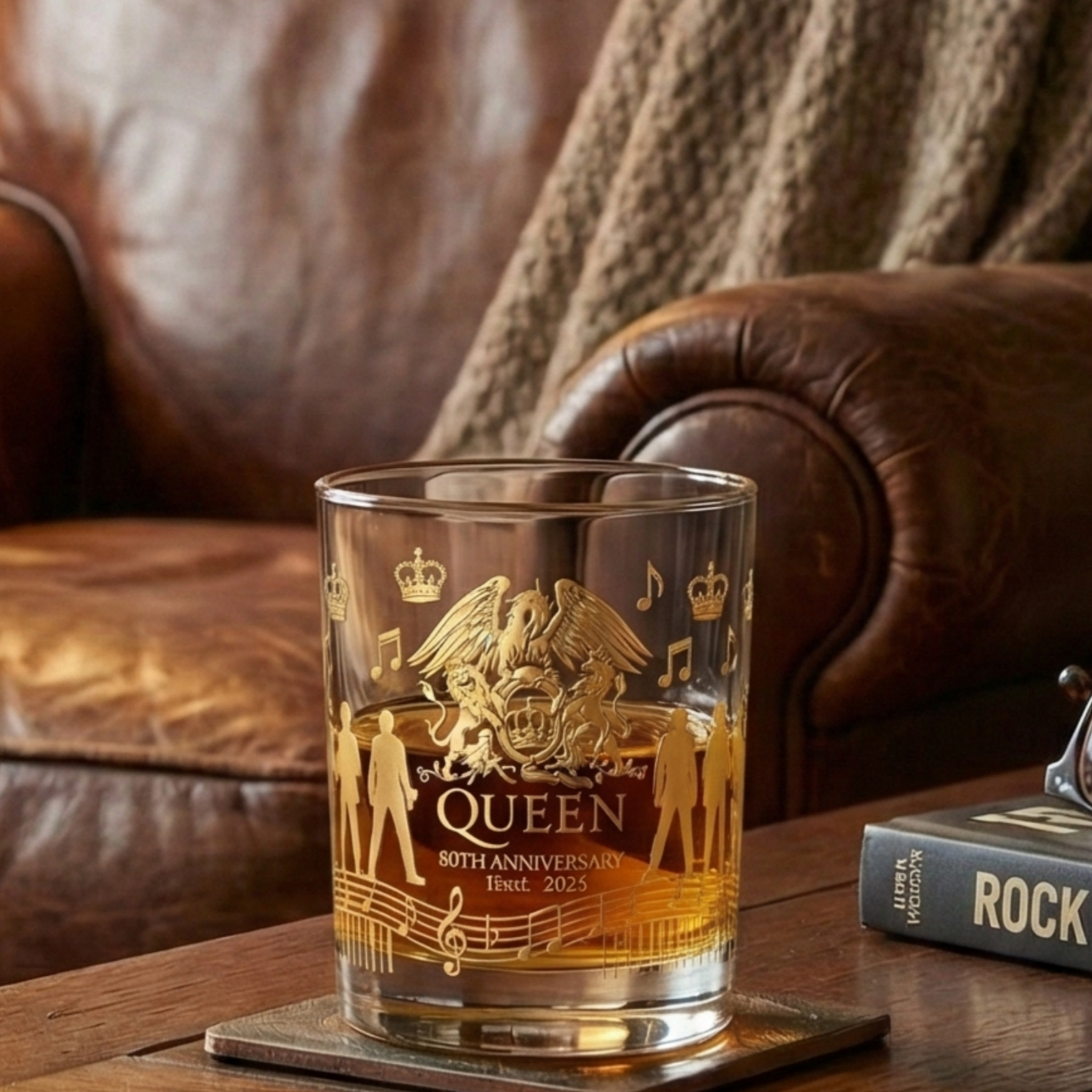 Queen 80th Anniversary Whiskey Glass