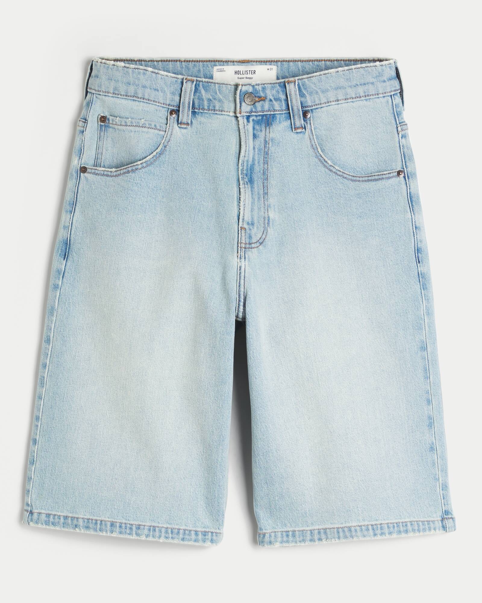 Washed Black Cat Graphic Super Baggy Denim Shorts