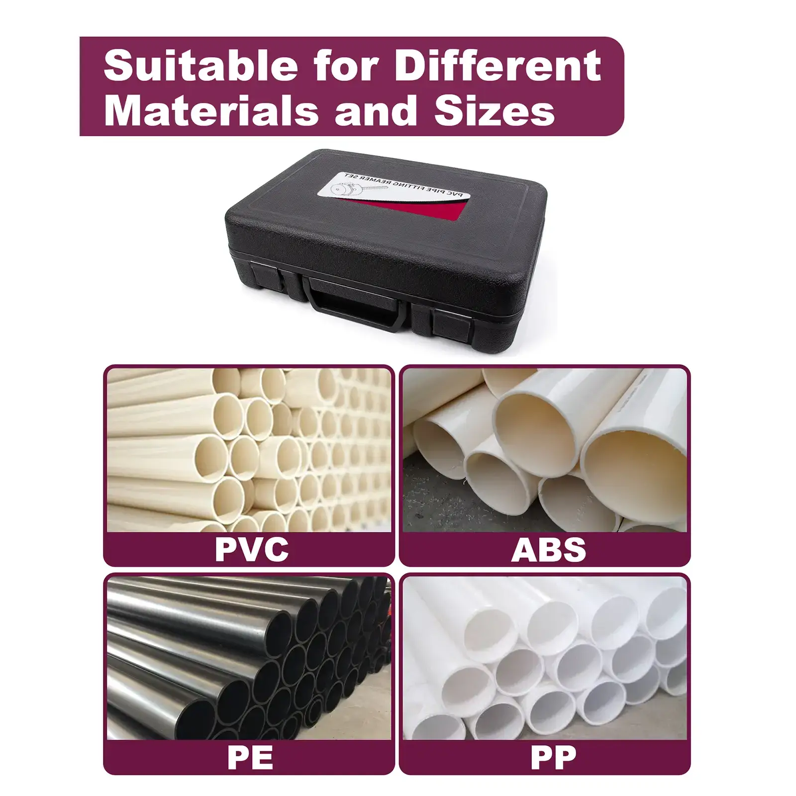 9 Pcs PVC Pipe Reamer Kit - Durable & Versatile Tools