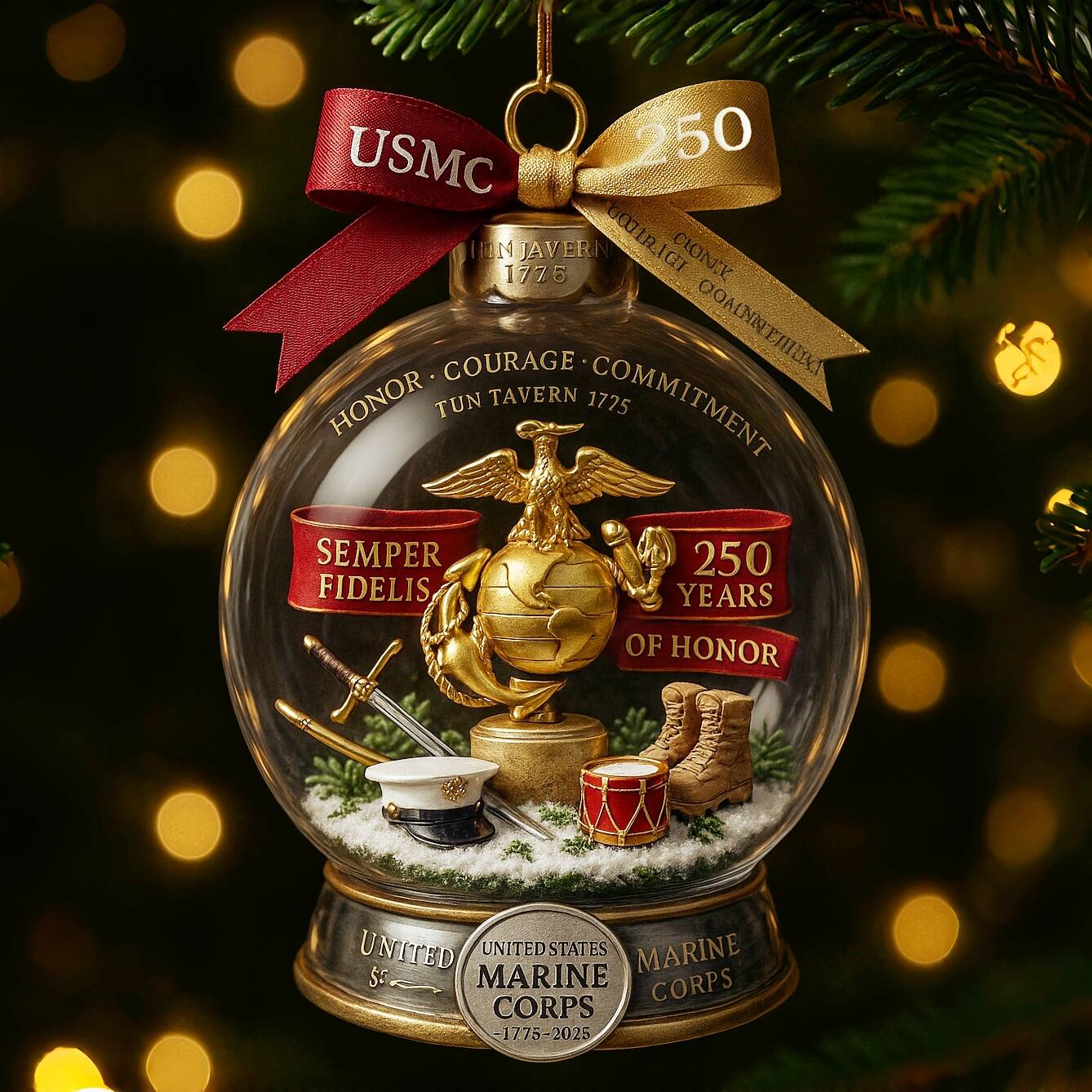 USMC 250th Anniversary Christmas Ornament