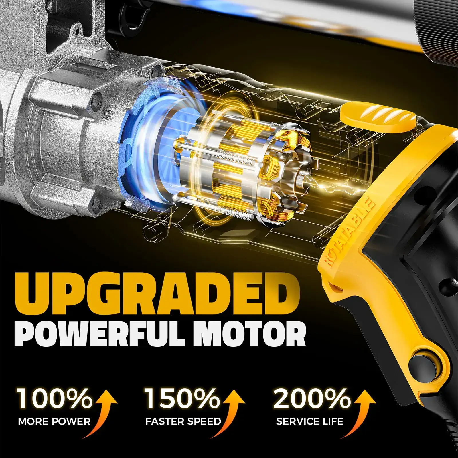 12000PSI High Pressure Electric Grease Gun Dual Grip Design with Long Flexible Hose