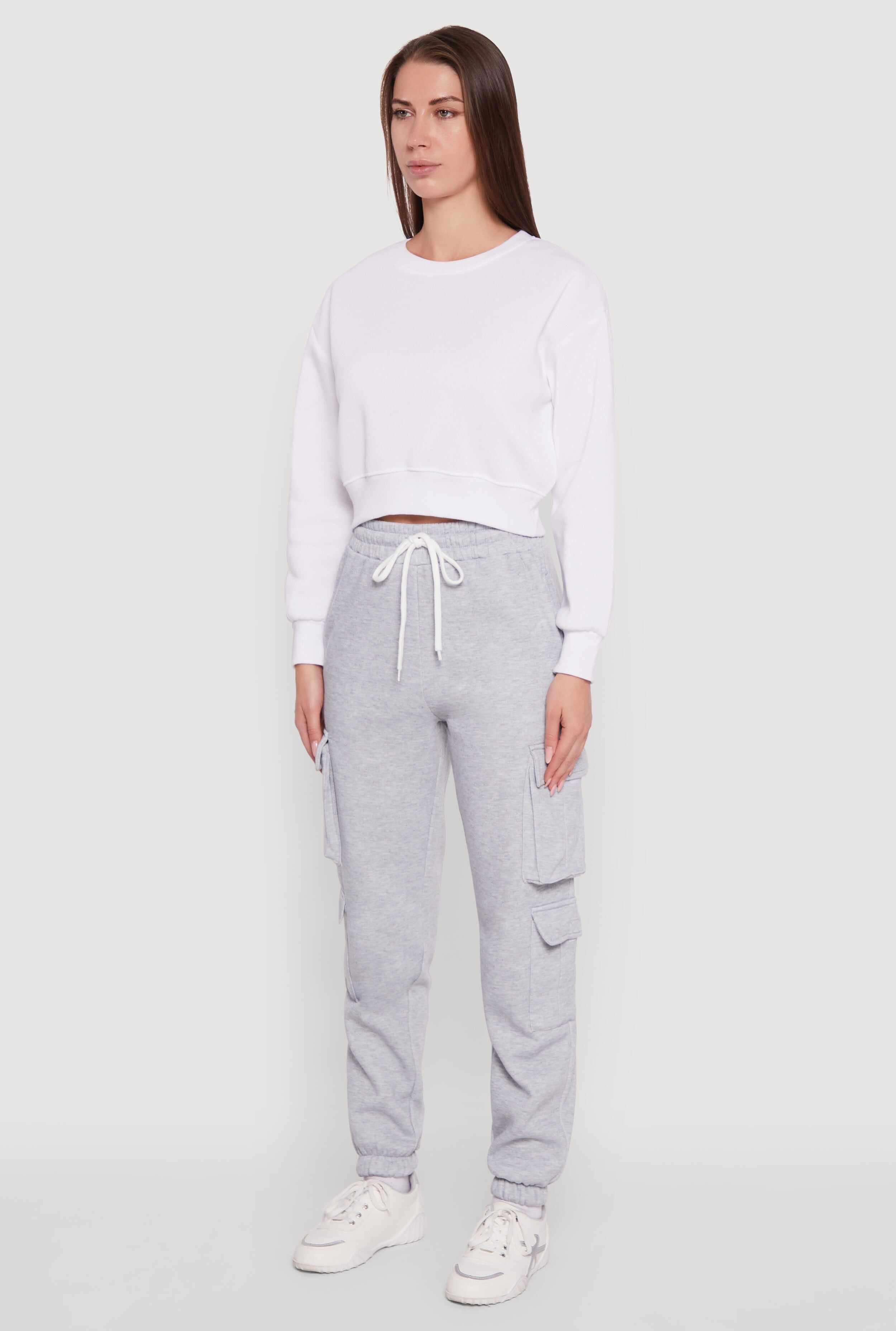 Drawstring High Waisted Cargo Pocket Sweatpants