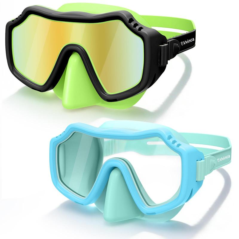 Swim Goggles 2 Pcs with Nose Cover for Ages 3-12+ Kids,Youth,UV Protection Anti-Fog Wide View Anti-Shattered Lens for Boys and Girls - Safety anti-uv swim glass anti-fog swimming goggles for Outdoor, Lake,Beach, Summer Party