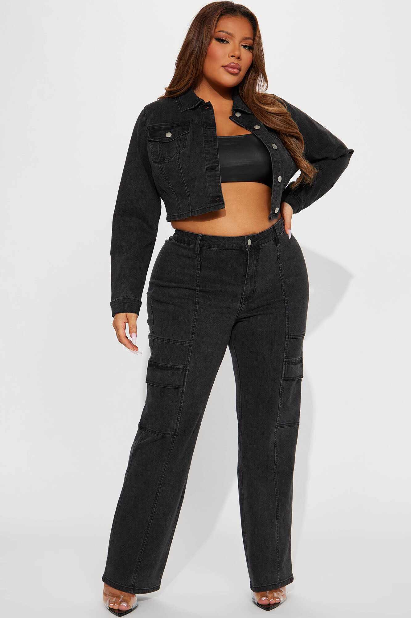 Non Disclosure Stretch Straight Leg Jeans - Black Wash