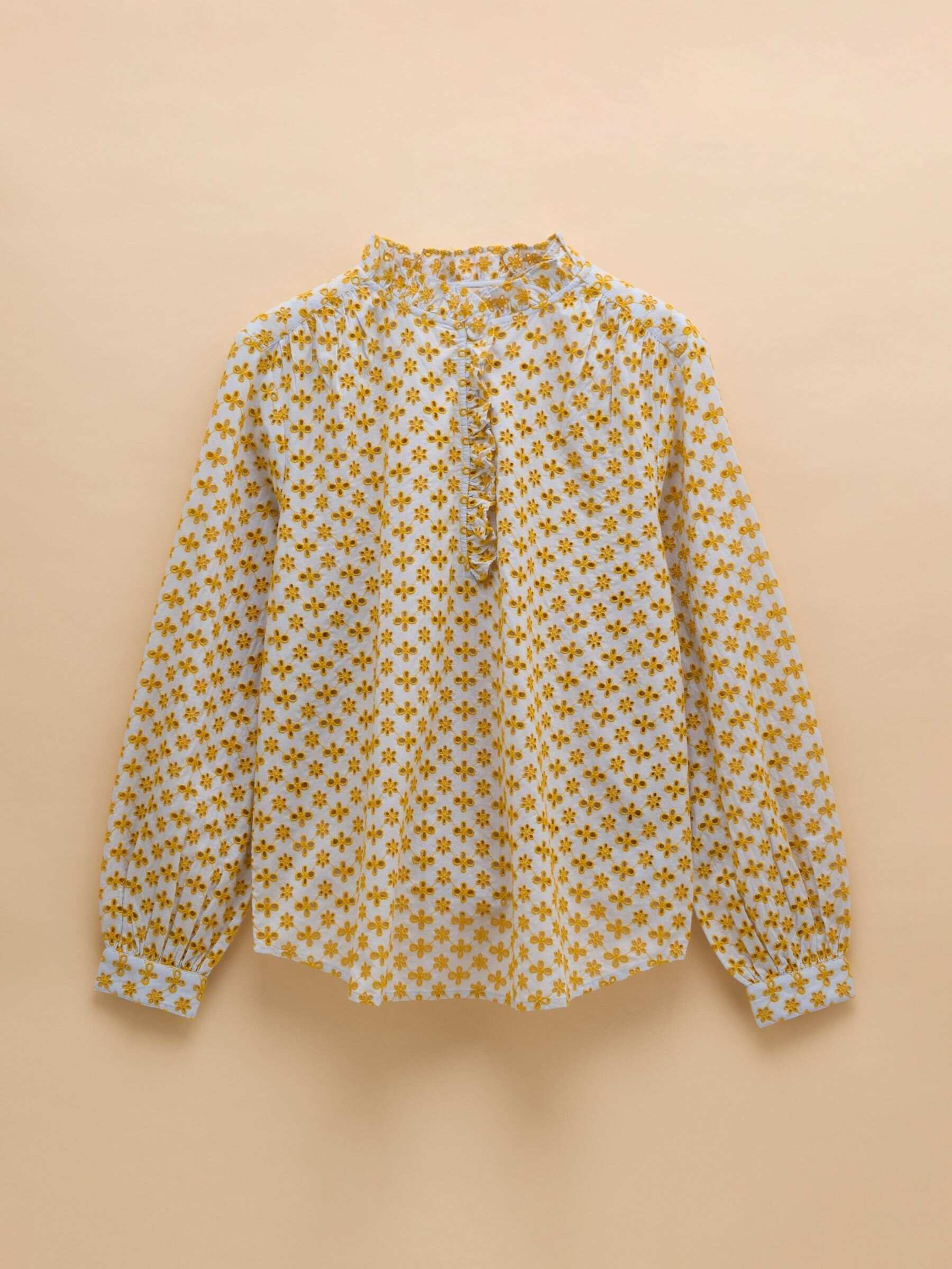 Melanie Yellow Cotton Broderie Blouse