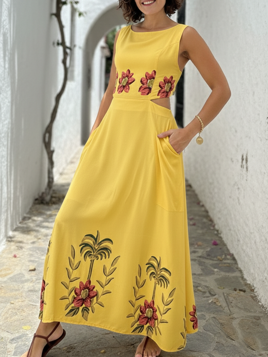 🔥Summer Arrivals🌟Island Floral Print Vest And Skirt Stretch Two-piece Set