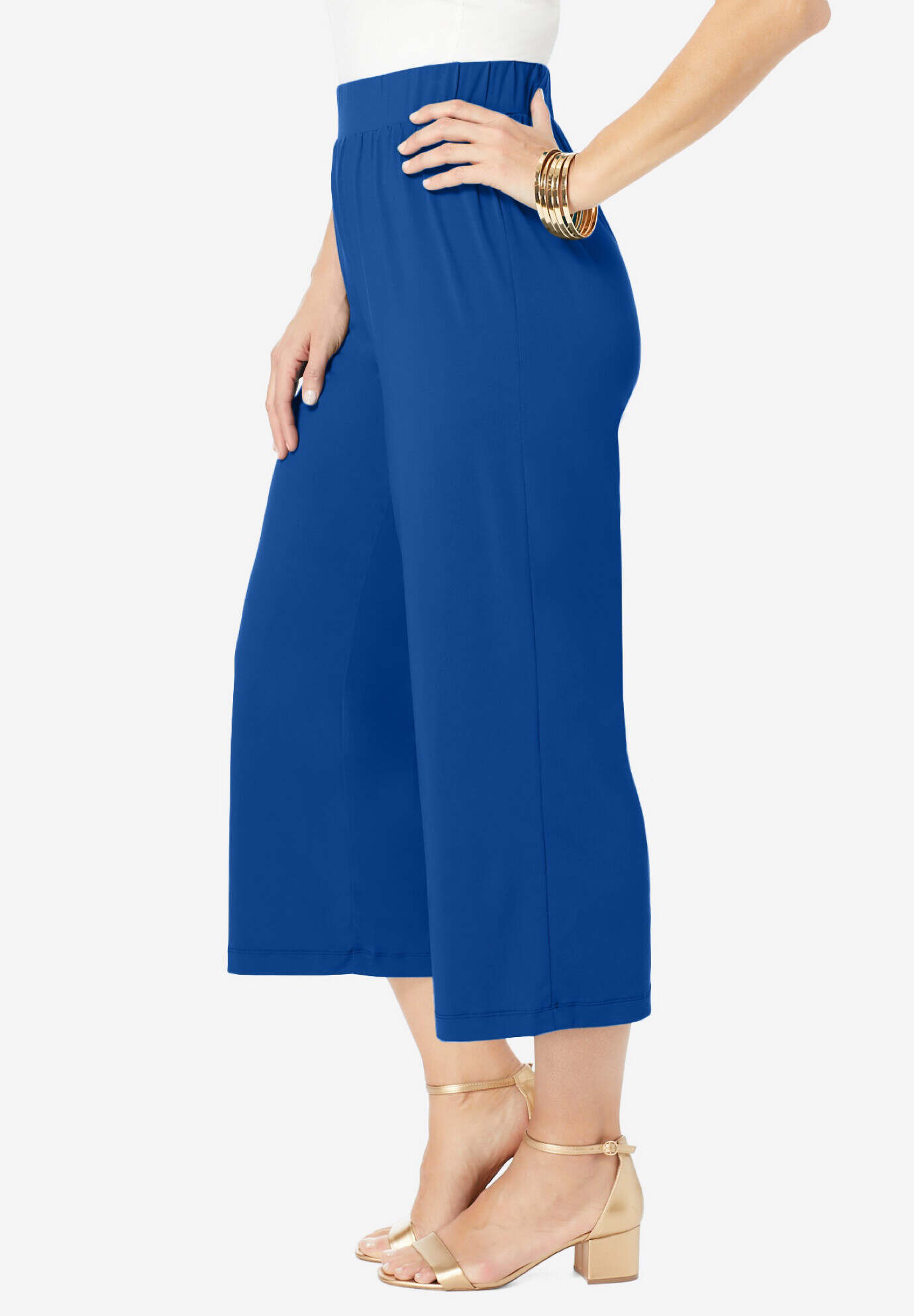 Stretch Knit Wide Leg Crop Pant