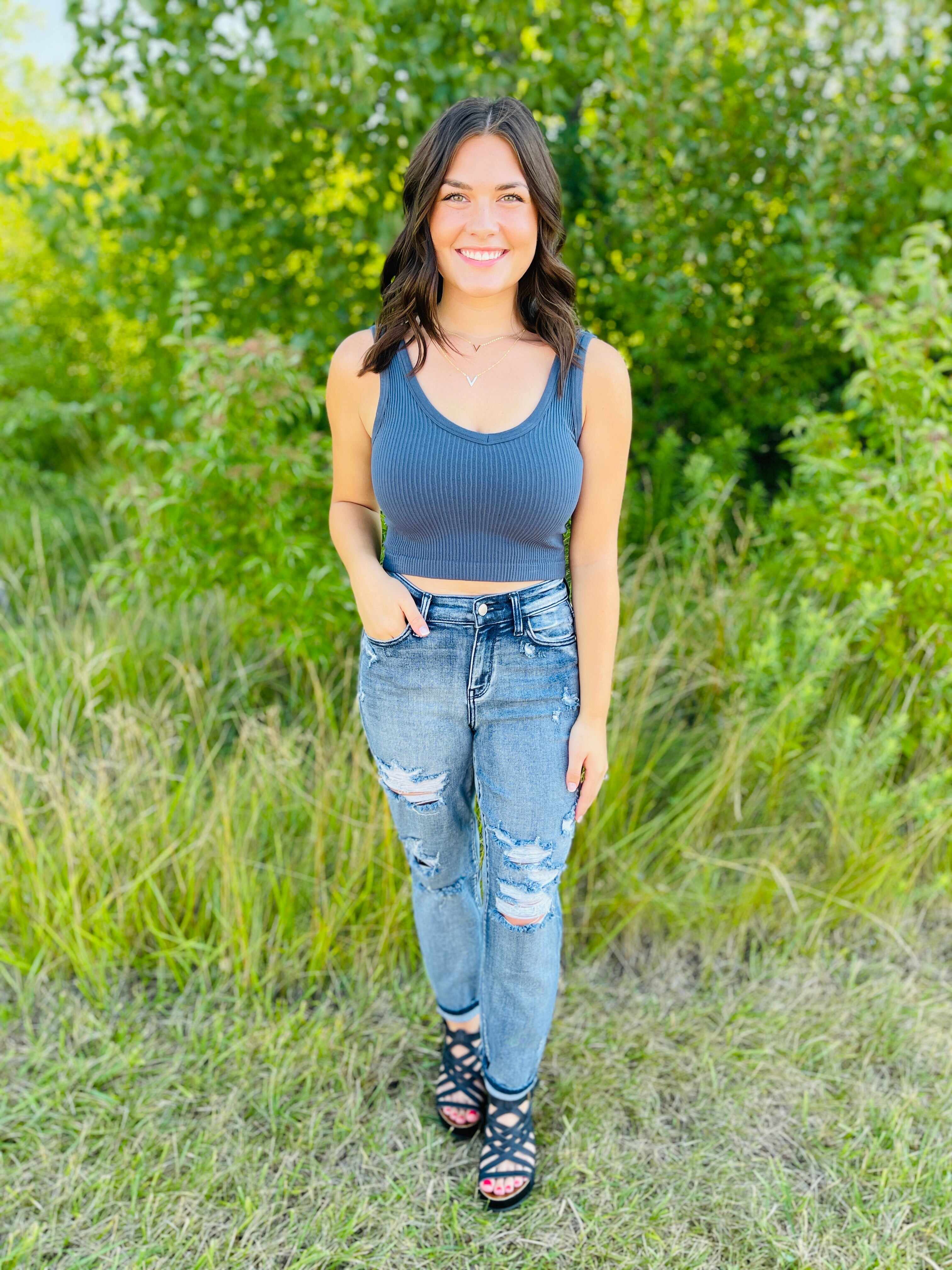 Plus/Reg Grainy Goddess Boyfriend Jeans
