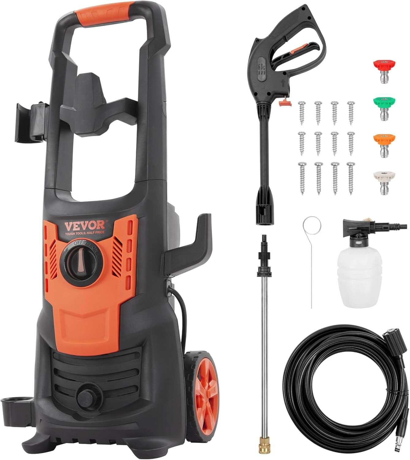 Electric Pressure Washer, Max 4500 PSI 3.2 GPM, High-Power Cleaner with Foam Cannon & 4 Nozzles for Driveways, Cars, Fences, Patios, Home Cleaning