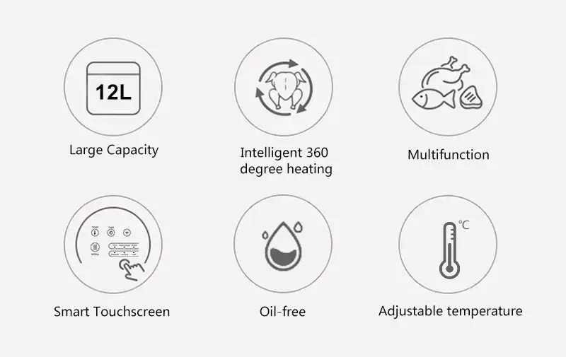 12L Air Fryer Oven, 1600W Air Fryer Oven Toaster, Rotisserie And Dehydrator with LED Digital Touchscreen 16-In-1 Countertop Oven