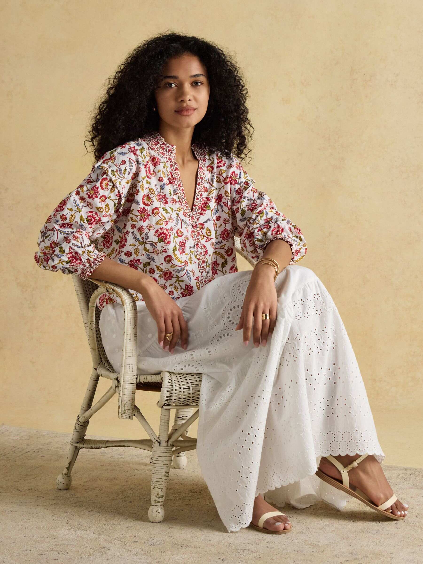 Eloise Provence Floral Button Down Cotton Blouse