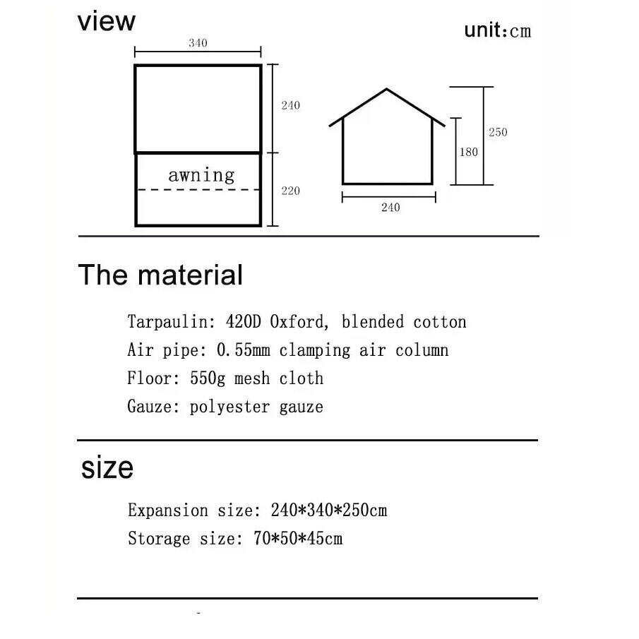 ⚡Clearance Sale⚡Waterproof Light Weight Oxford Cloth Automatic Inflatable Tent With Camping Equipment