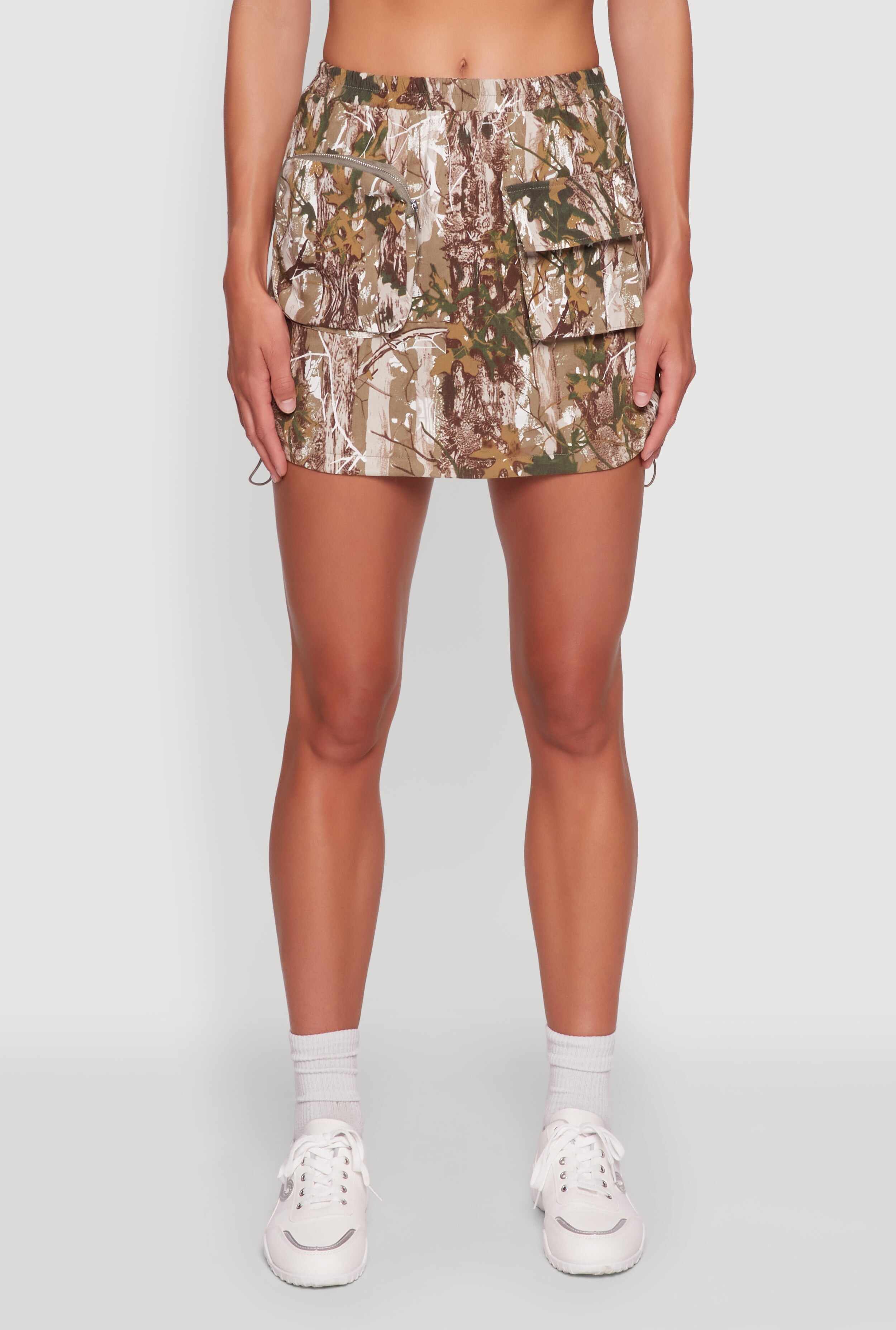 Hunter Camo Drawstring Hem Mini Skirt