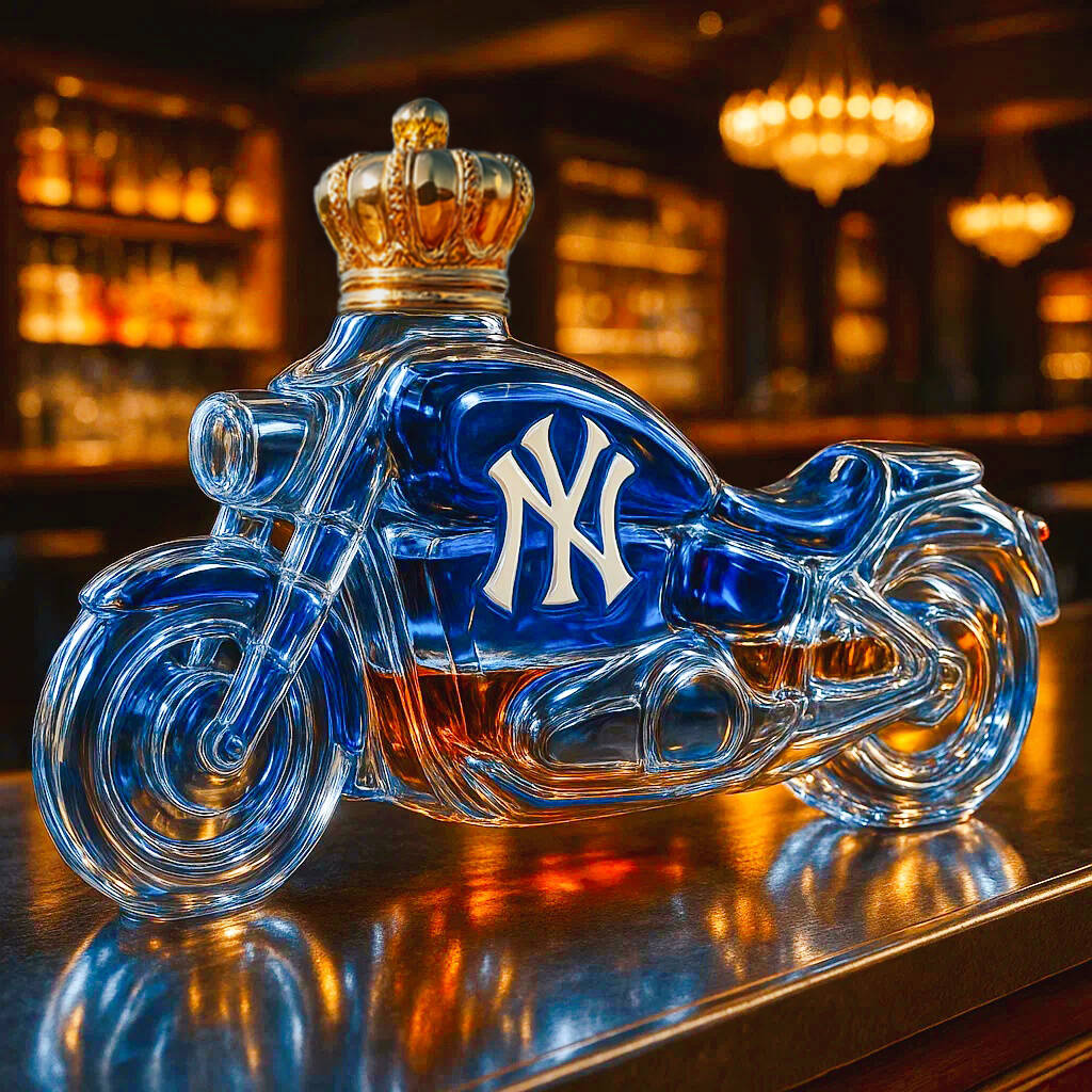 New York Yankees Motorcycle Whiskey Bottle