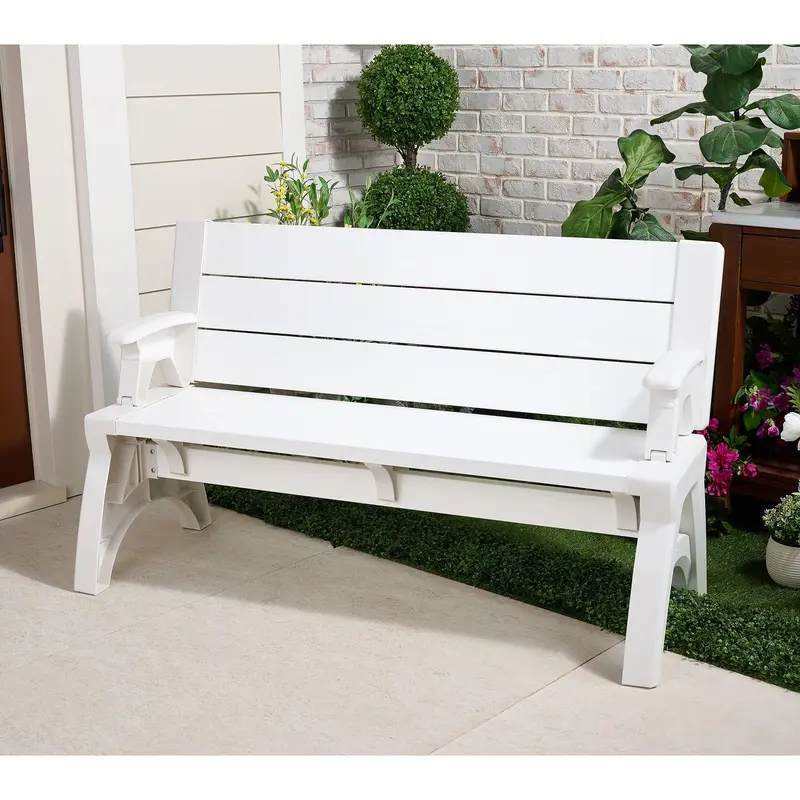 Gen II XL Convertible Outdoor Furniture, Multi-Function Bench Converts To Table, Modern Patio Stool Chair Set