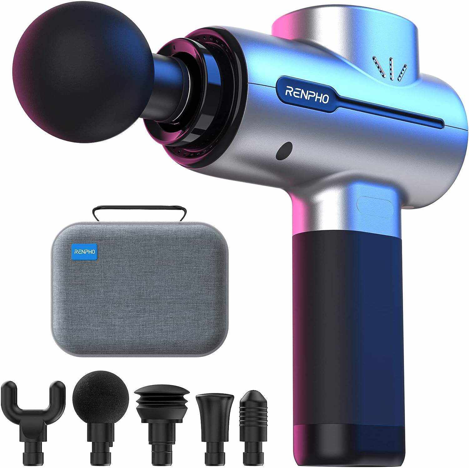 RENPHO Active Massage Gun Deep Tissue Muscle, Powerful Percussion Massage Gun, Portable Back Massager Gun for Athletes for Pain Relief, Electric Back Massagers, Handheld Massager Carry Case