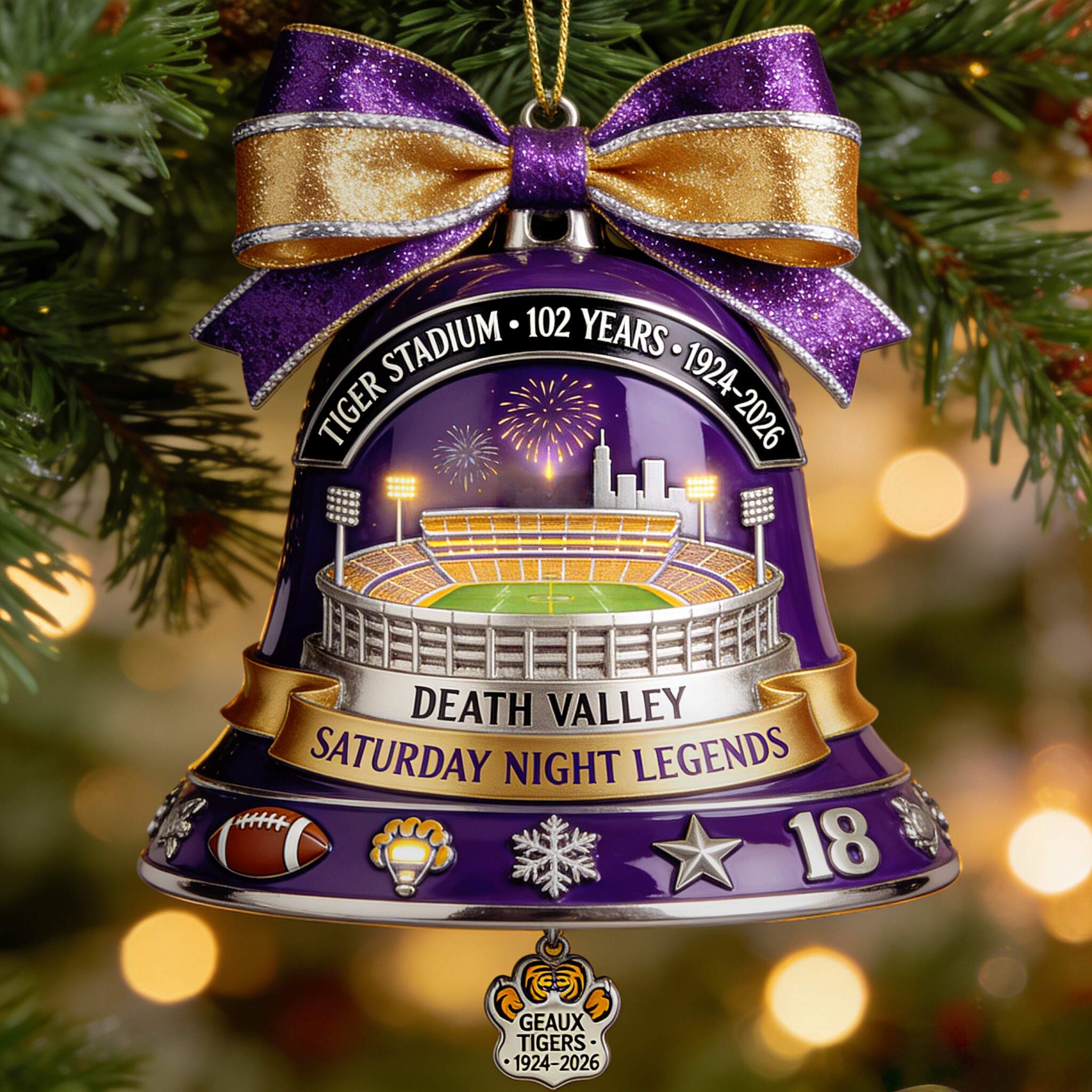 102nd Anniversary Tiger Stadium Bell Ornament