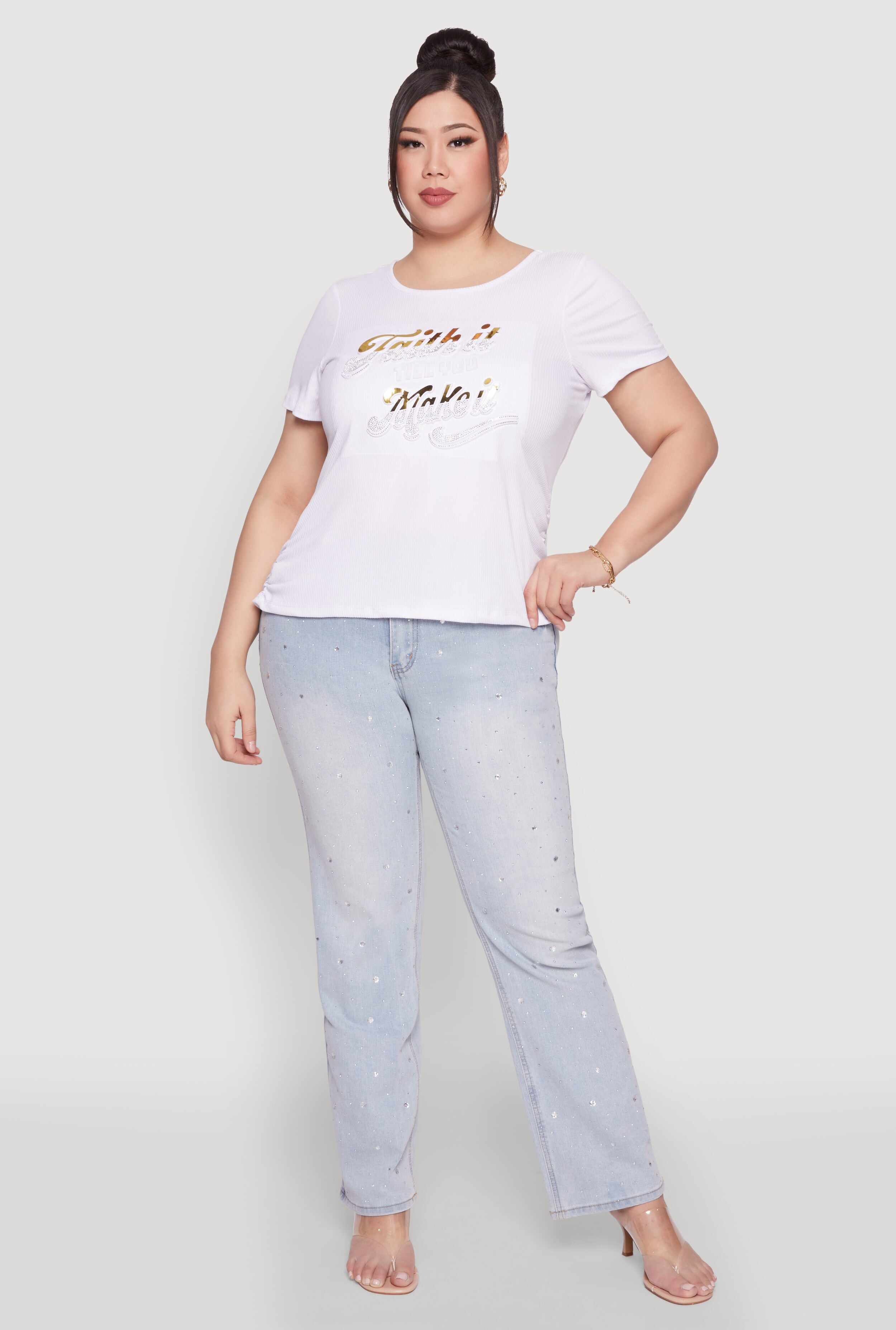 Plus Size Faith It 3D Foil Graphic Tee