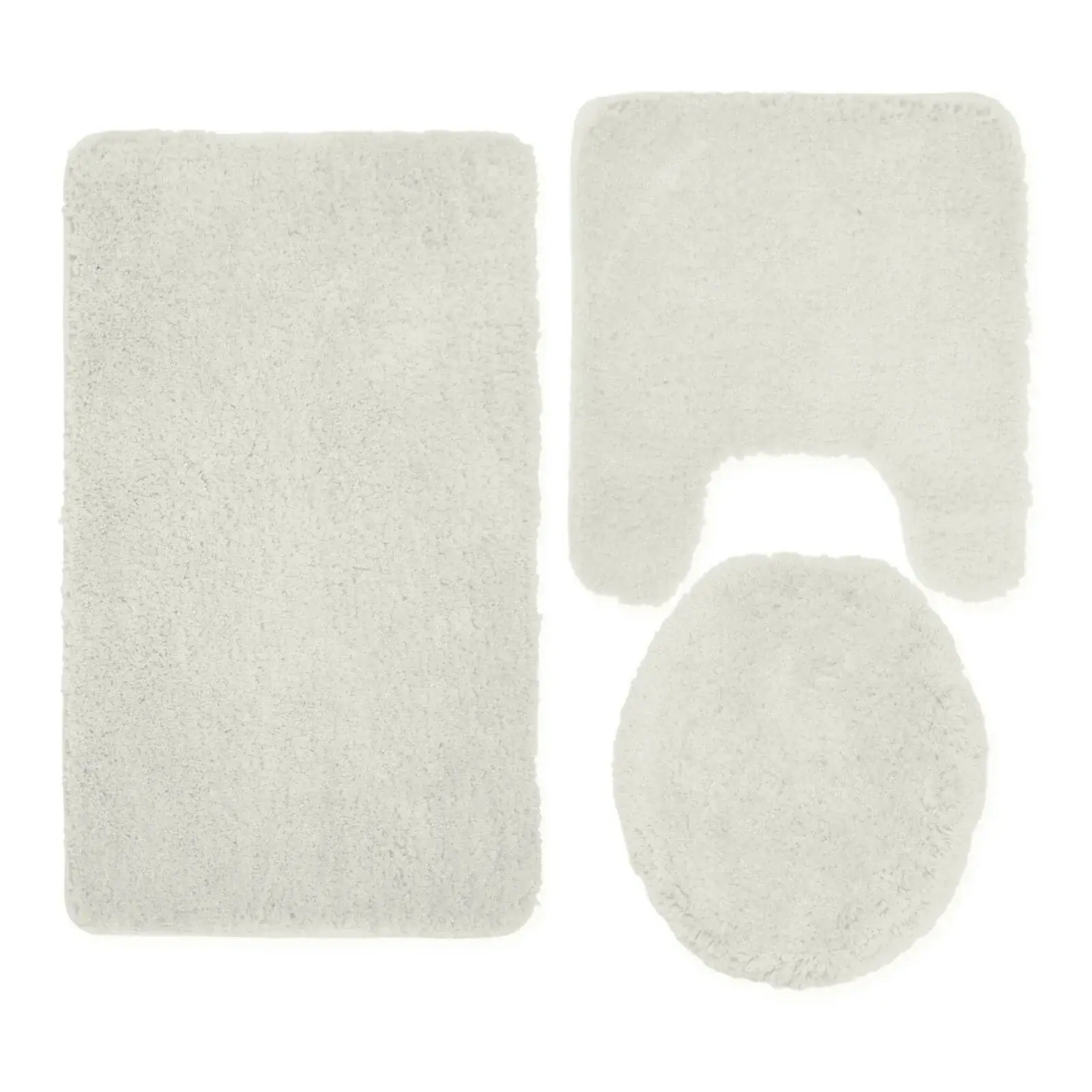 Queen Mary 3 Piece Bathroom Rug Set, Luxury Soft Plush Bath Mat, Contour Rug, Lid Cover, Non-Slip