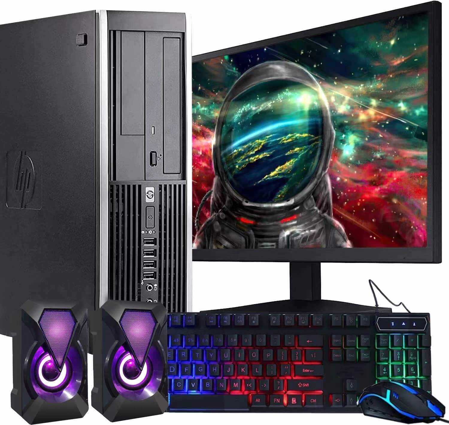 Desktop Computer PC, 3.1 GHz, Intel Core i5, 16GB, RAM, 2TB HDD, New 22 inch LED Monitor, RGB Speaker and Keyboard Mouse, WiFi, Windows 10 Pro (Renewed)