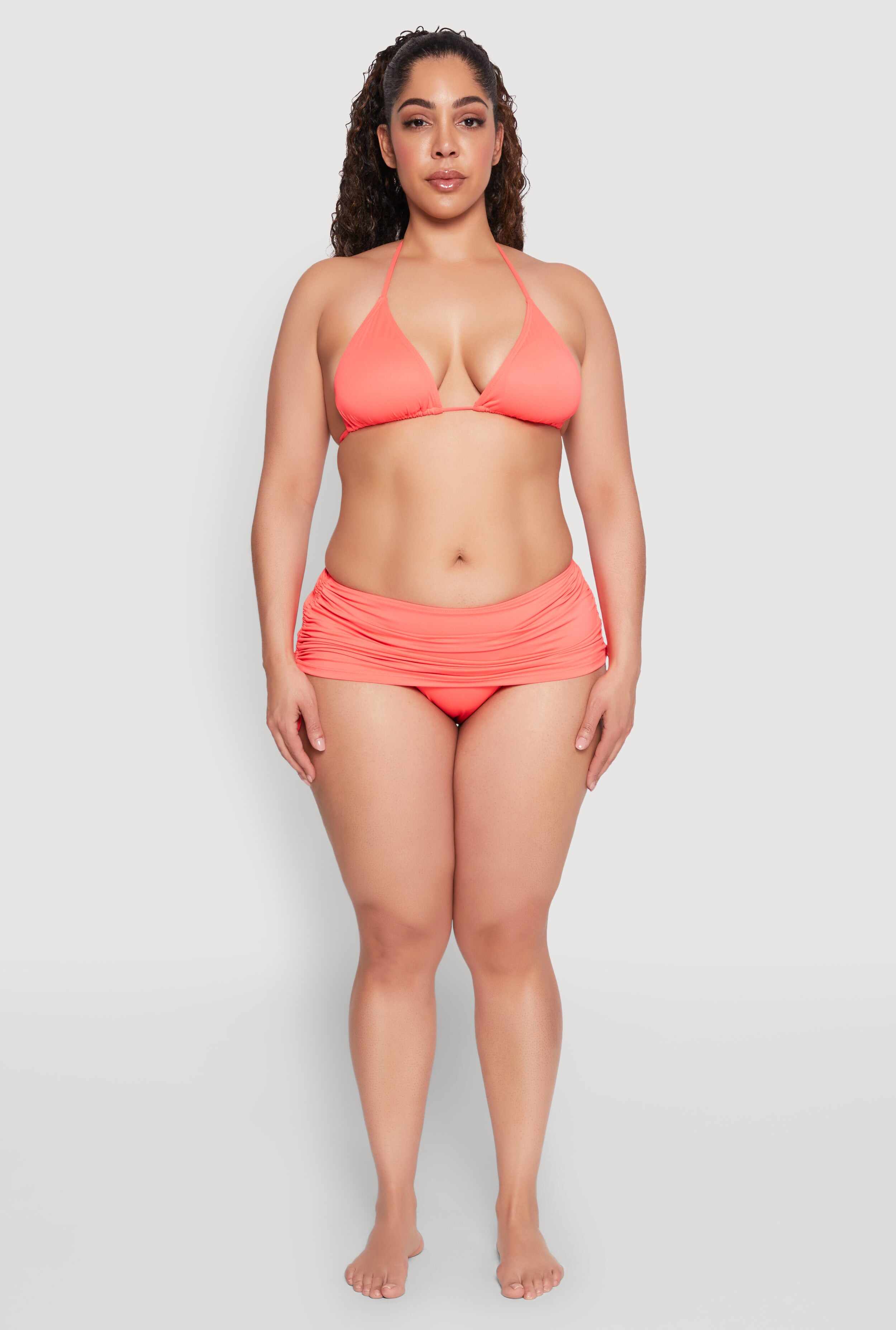 Plus Size Side Ruched Swim Skirt