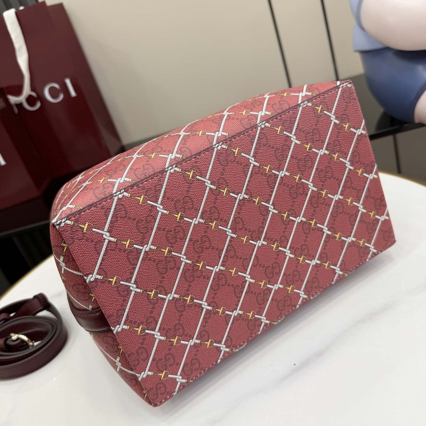 Anaconda Red & Pink Crossbody Bag | Dual Compartments + Center Zip Pocket | Detachable