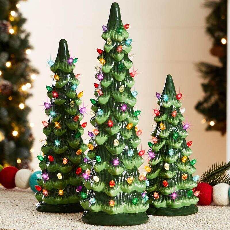 HOT SALE – 49% OFF🎁🎄Retro Hand-Painted Tabletop Christmas Trees with Timer (⏰Limited Quantities Available)