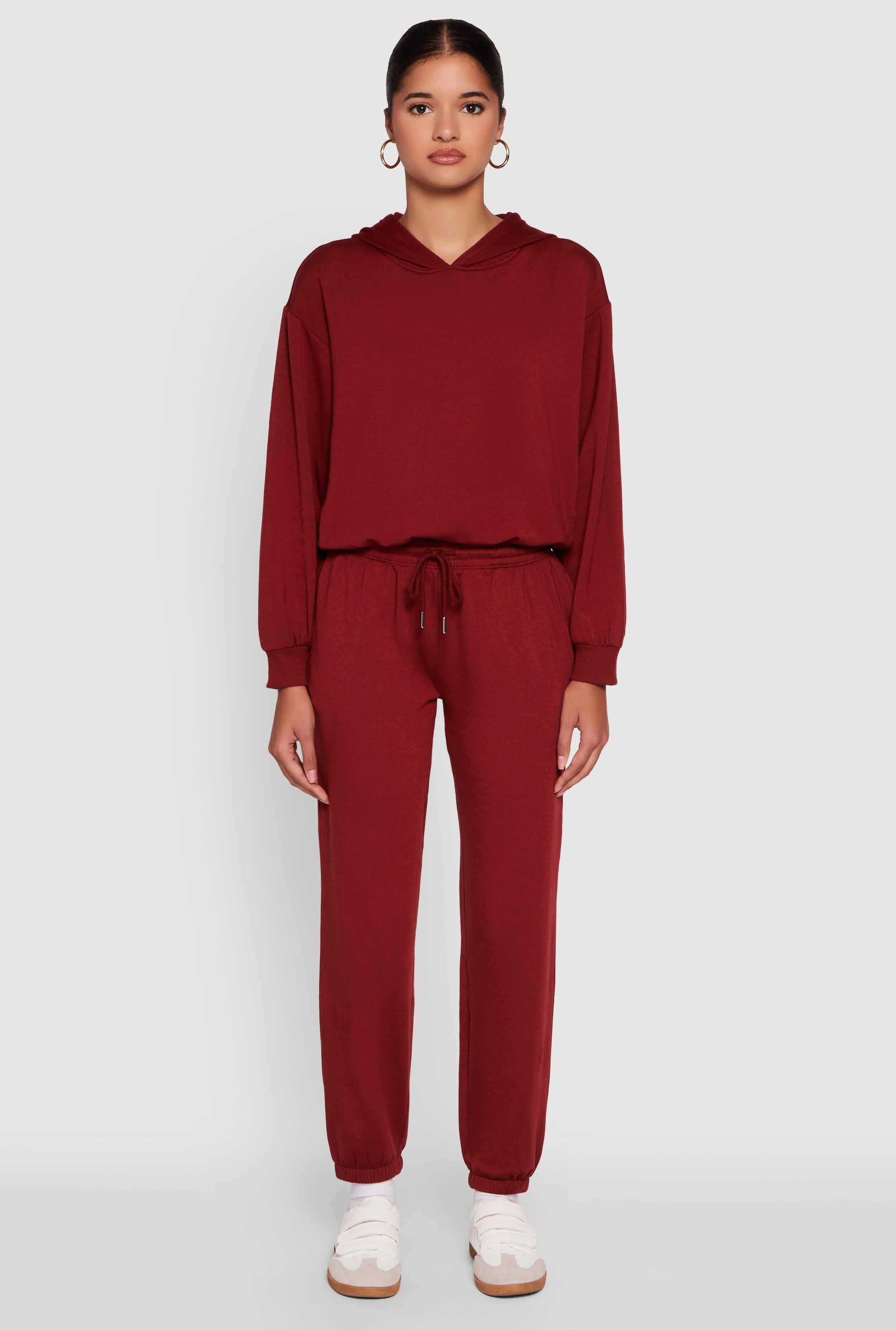 Bubble Hem Fleece Lined Hooded Crop Sweatshirt