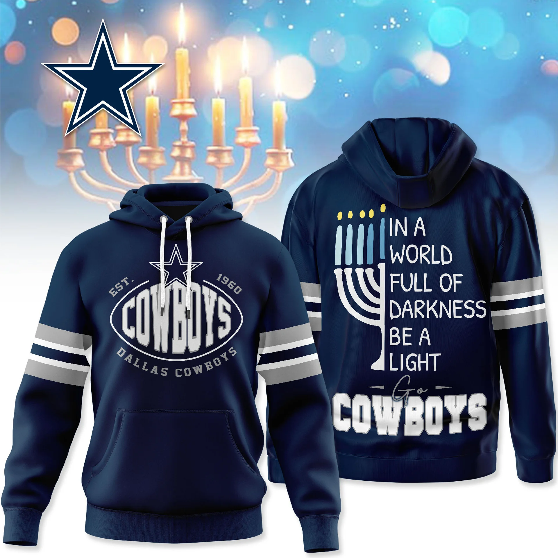 Dallas Cowboys | Premium NFL Hanukkah Day Hoodie NY