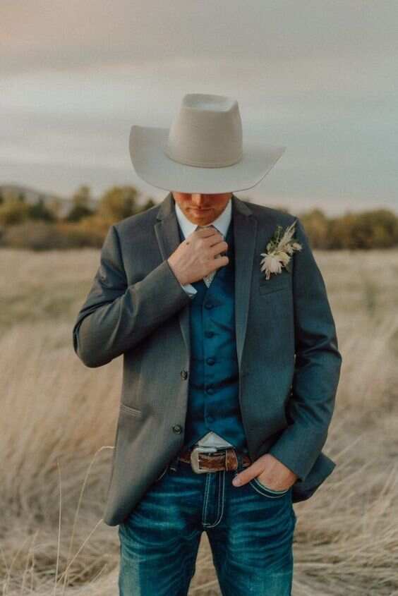 Men's Western Casual Long Sleeve Dark Blue Coat Blazer