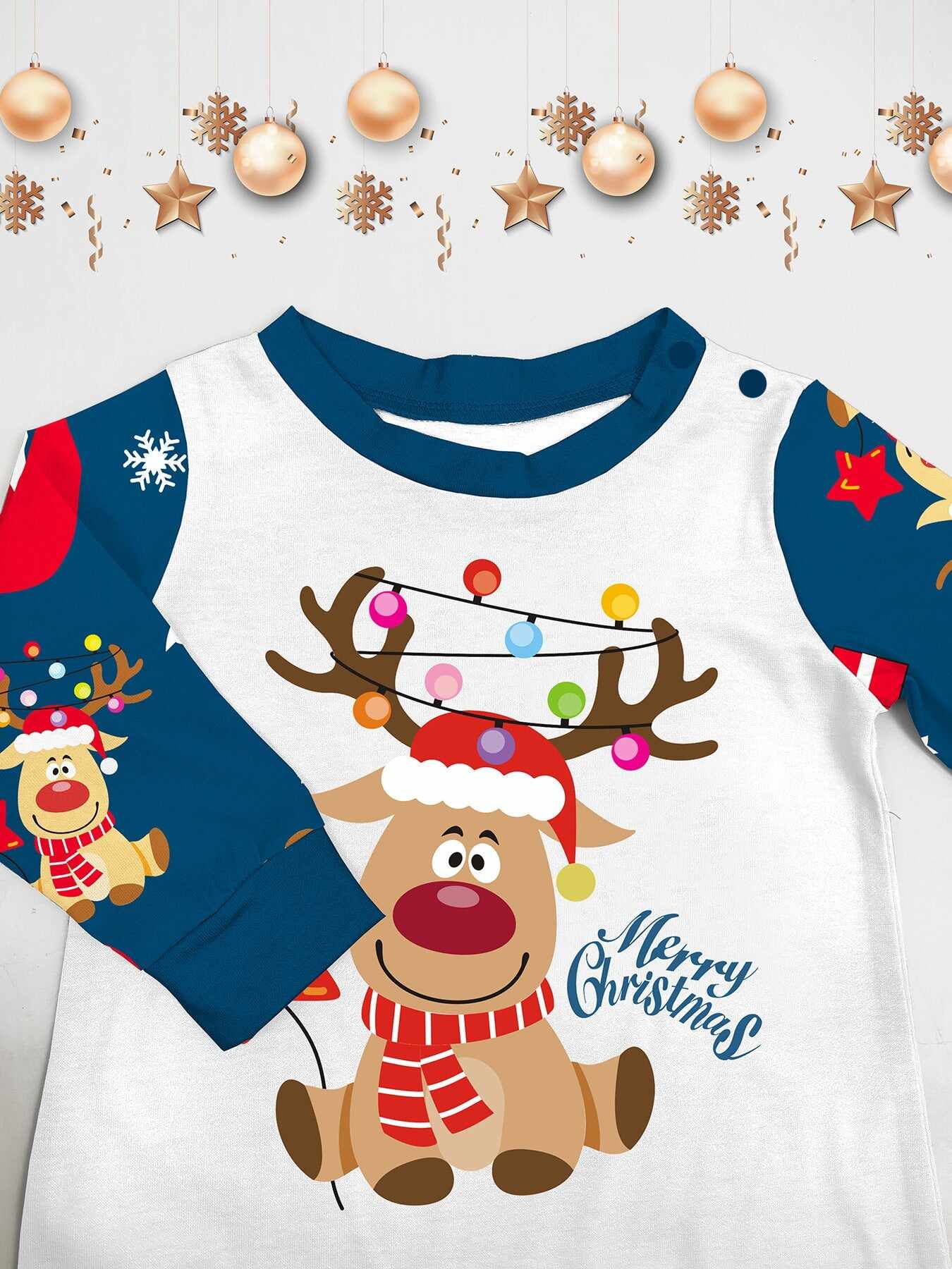 Christmas Fawn Printed Family Matching Christmas Pajamas Sets