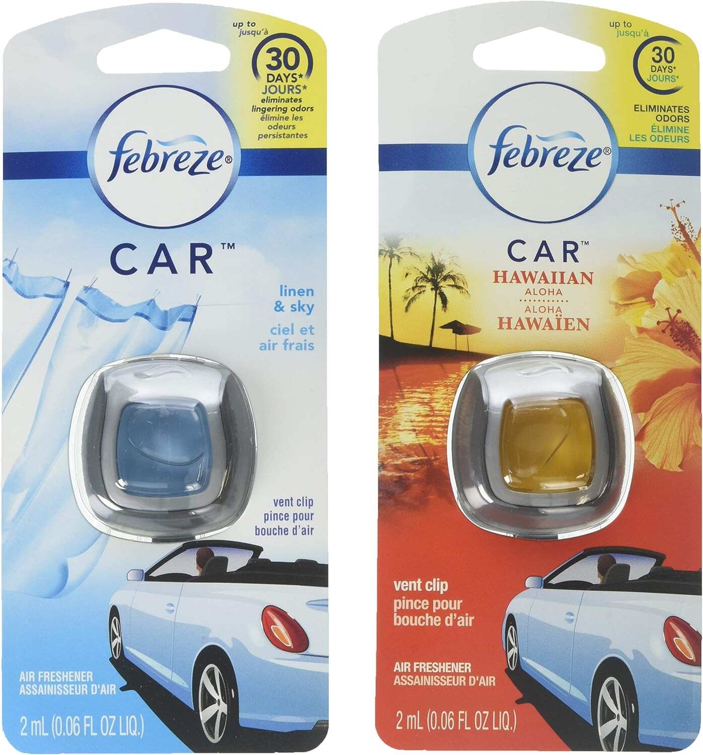 Febreze Car Air Fresheners, New Car Scent, Odor Eliminator for Strong Odors Car Vent Clips (2 Count)