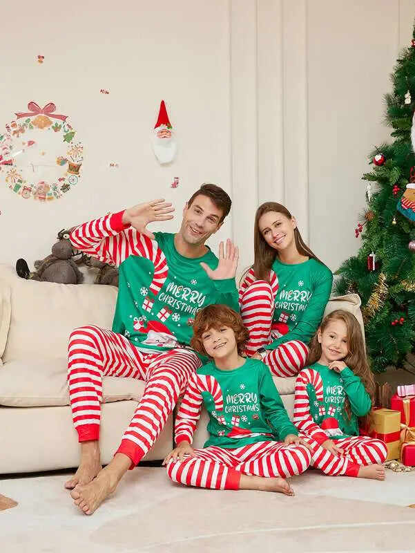 Christmas Santa Claus Matching Family Pjs Pajamas Set