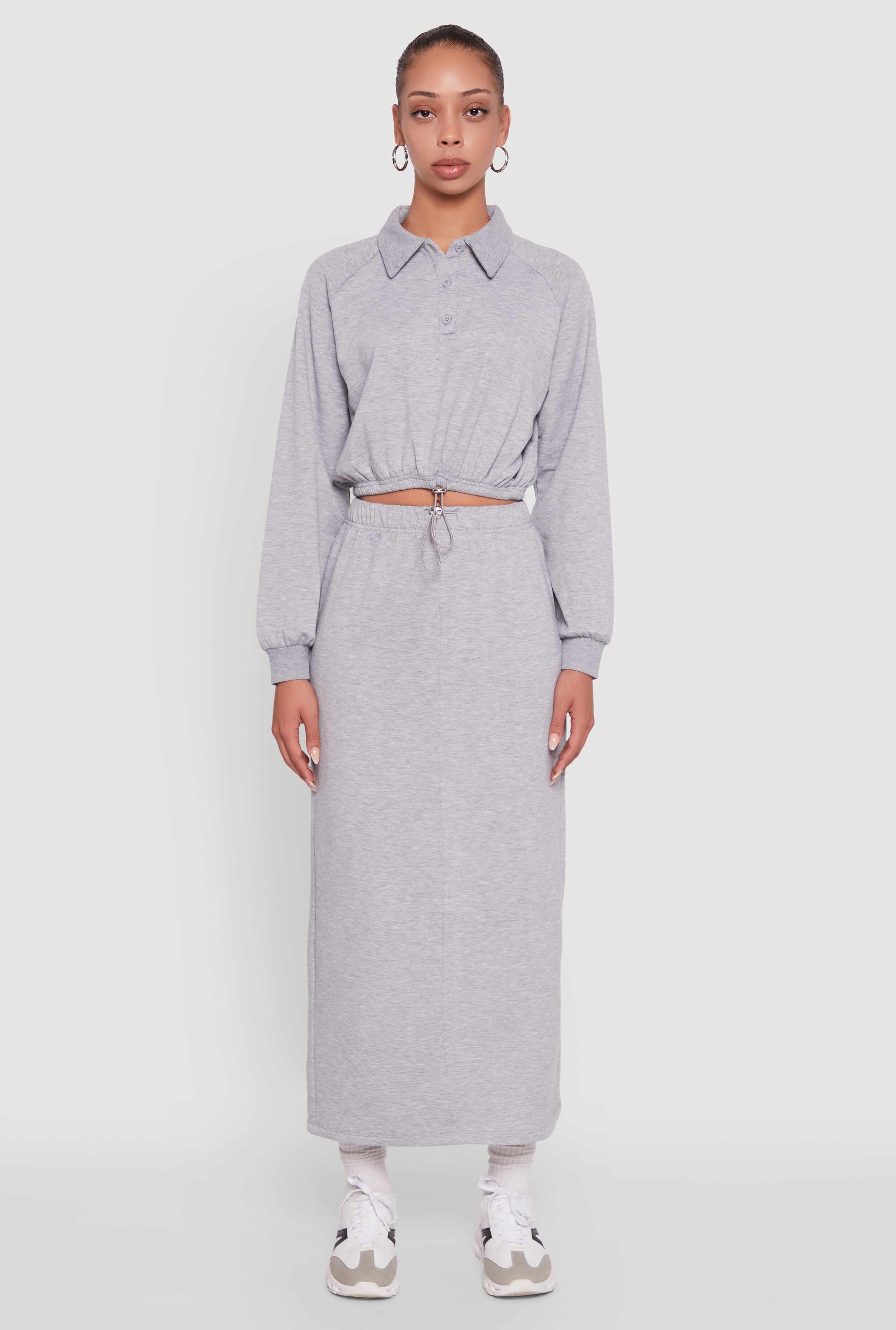 Fleece Maxi Skirt with Toggle Drawstring