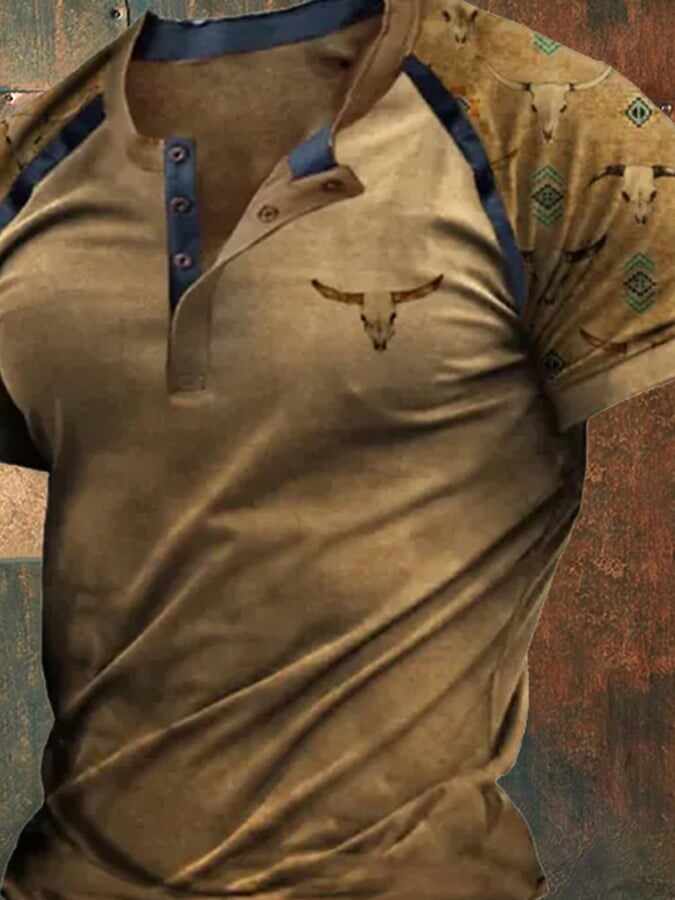 Vintage Western Print Short Sleeve T-Shirt