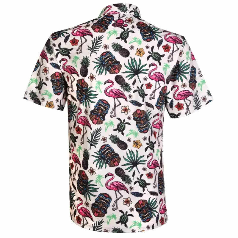 Aloha Cool-Stretch Men's Hawaiian Golf Shirt (Tiki)