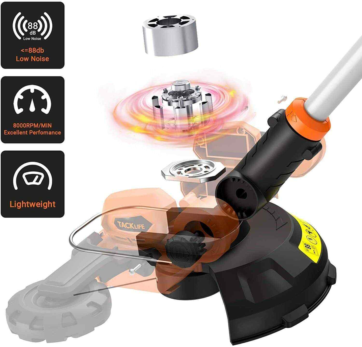 Grass Trimmer, 2-In-1 Trimmer and Edger 20V 10-Inch 8000 RPM
