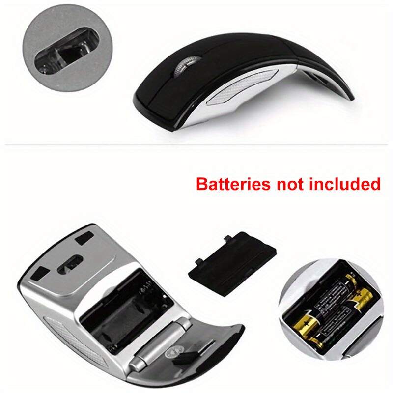 Wireless Foldable Mouse - 2.4GHz Receiver/Optical Tracking/Ergonomic Design/Portable for Laptops, Desktop Computers