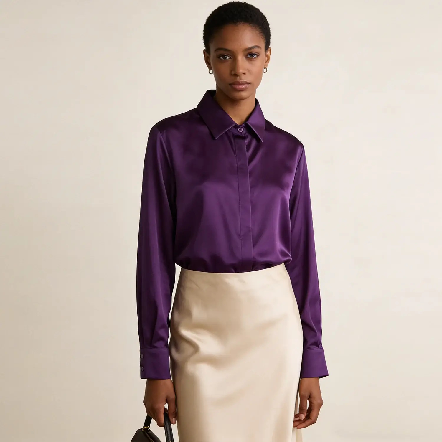Women's Washable Stretch Silk Square Neck Blouse