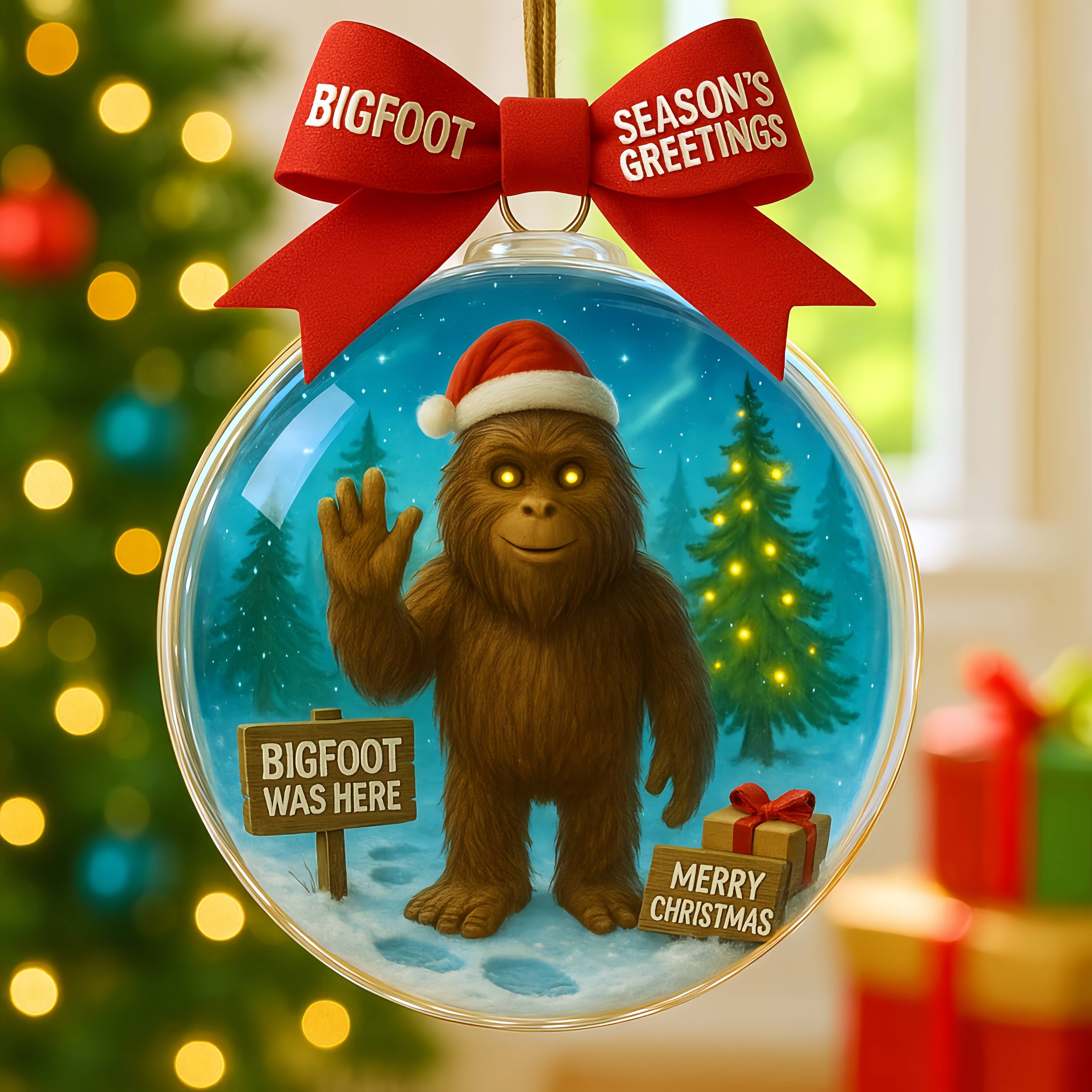 Bigfoot Christmas Bauble Ornament
