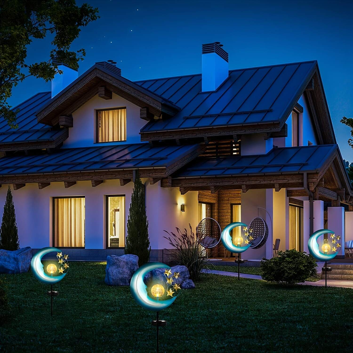 Brighten Up Your Garden with Waterproof Blue Moon Solar LED Lights!